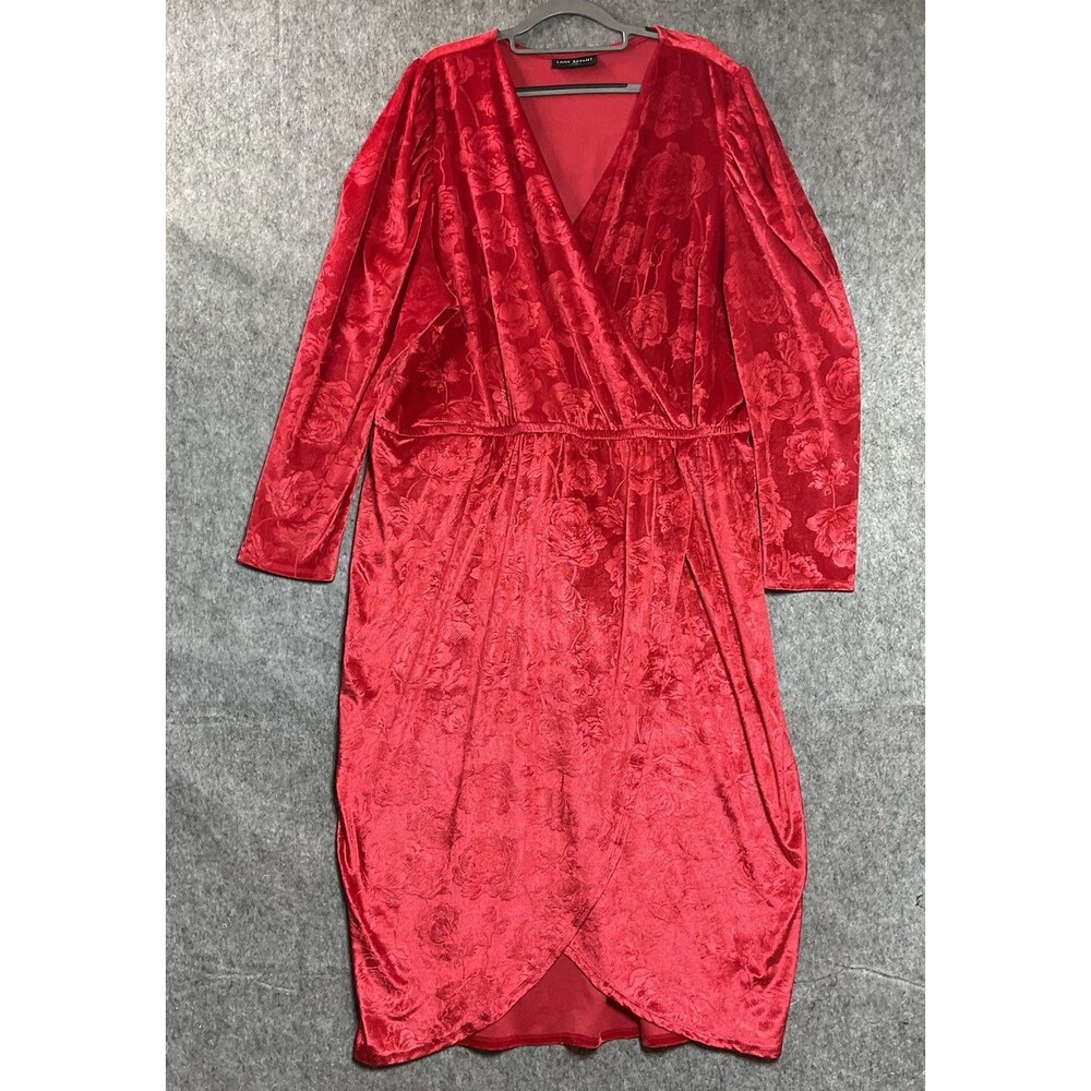 Lane Bryant Dress Womens Plus 26 28 Red Jacquard Stretch Maxi Christmas Holiday
